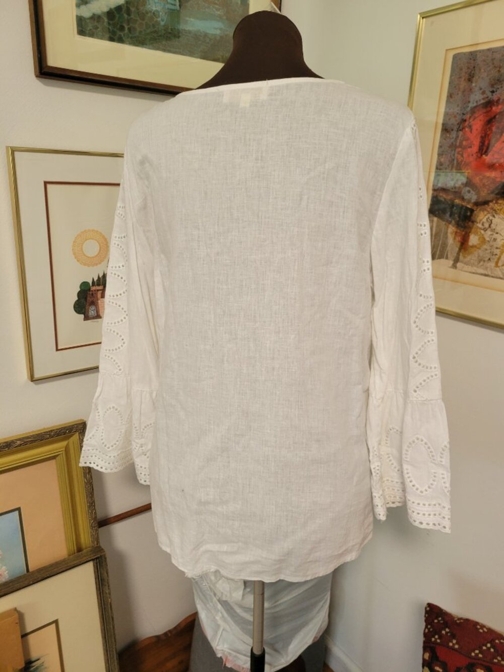 Cynthia Rowley White Linen Blend Blouse Size XL - Picture 4 of 6